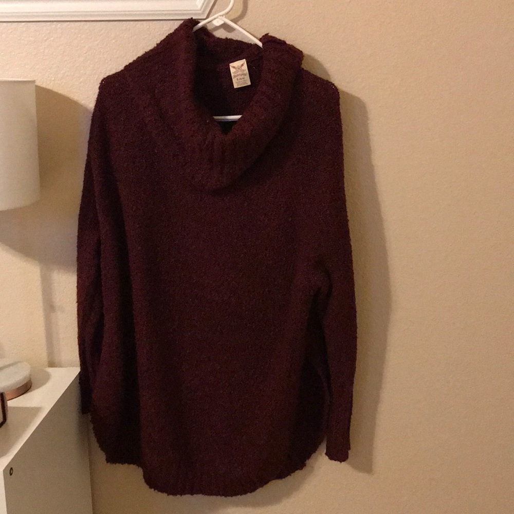 Burgundy turtleneck sweater